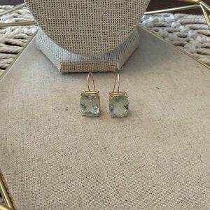 Atlantic Jewelry Co. 14k Yellow Gold Green Amethyst Drop Earrings - Vintage